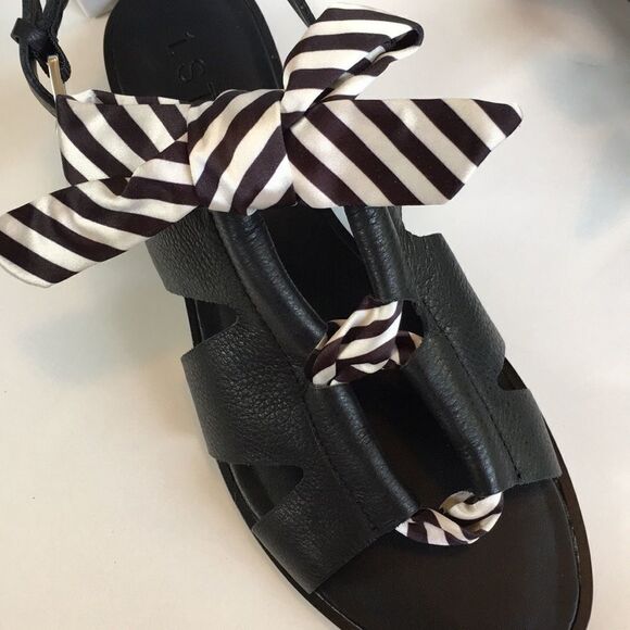 NIB 1. State Leather Teena Bow Sandals Black White - Picture 5 of 8